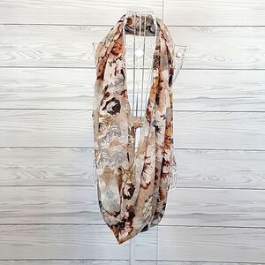 Unbranded infinity scarf beige and brown floral print One Size
